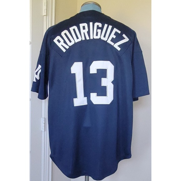 Vintage Nike Alex Rodriguez New York Yankees Blue MLB Jersey Sz L See DISCLOSURE - Picture 5 of 10